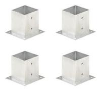 vidaXL Ancres de poteau 4 pcs Métal galvanisé 121 mm Blanc G