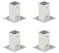 vidaXL Ancres de poteau 4 pcs Métal galvanisé 71 mm Gris G