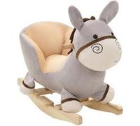 vidaXL Âne à bascule avec dossier Peluche 60x32x55 cm Gris