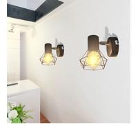 vidaXL Cadre Noir d'Applique Murale Industriel 2 Ampoules LED à Incandescence