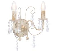 vidaXL Applique murale Antique à perles 2 ampoules 281590 Blanc G
