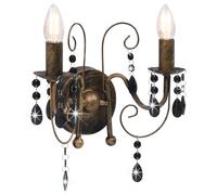 vidaXL Applique Murale à Perles Antique 2 Ampoules Lampe Murale Lumière Eclairage Salon Bureau Salle à Manger Chambre Maison Intérieur Noir