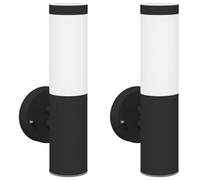 vidaXL Applique murale extérieure 2 pcs en acier inoxydable noir IP44