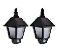 vidaXL Applique murale solaire avec capteur de mouvement 2 pcs Noir G