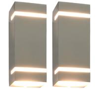 Vidaxl Appliques Murales D'extérieur 2 Pcs 35 W Argenté Rectangulaire Argenté