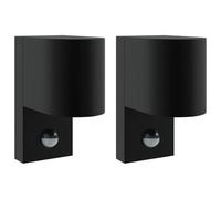 vidaXL Appliques murales extérieures 2 pcs Noir 12 x 7 x 15 cm, Lampe de Table Chic, Noir Mat, Métal Durable, Éclairage Décoratif Intérieur, Éclairage d'Accent Épuré, Éclairage Ambiant Doux