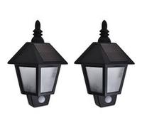 vidaXL Appliques murales solaires 2 pcs avec capteur de mouvement Noir Noir G