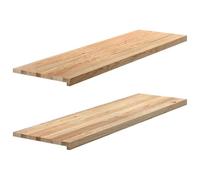 vidaXL Appuis de fenêtre 2 pcs Bois de chêne Massif Non traité, Rebord de fenêtre, Appui de fenêtre en chêne, Appui de fenêtre en Bois