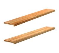 vidaXL Appuis de fenêtre 2 pcs en bois de chêne massif Marron clair