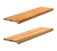 vidaXL Appuis de fenêtre 2 pièces en chêne massif 100 x 30 x 2 cm Marron clair
