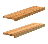 vidaXL Appuis de fenêtre 2 pcs Marron Clair Bois de chêne Massif, Rebord de fenêtre, Appui de fenêtre en chêne, Appui de fenêtre en Bois