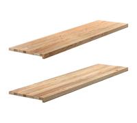 vidaXL Appuis de fenêtre 2 pcs Bois de chêne Massif Non traité, Rebord de fenêtre, Appui de fenêtre en chêne, Appui de fenêtre en Bois
