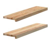 vidaXL Appuis de fenêtre Bois de chêne massif Non traité 2 pcs 80x20x2 cm
