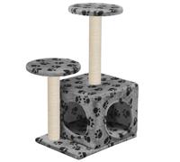 vidaXL Arbre à chat avec colonne à griffer en sisal 60 cm Gris Imprimé pattes