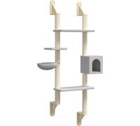 vidaXL Arbre à chat avec colonne griffoir montage mural gris clair 180 cm