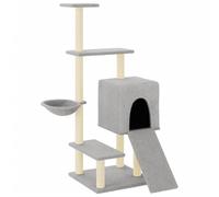 vidaXL Arbre à chat avec colonnes à griffer en sisal Gris clair 130,5 cm