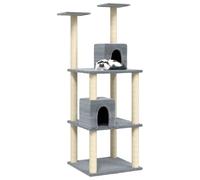 vidaXL Arbre à chat avec colonnes à griffer en sisal gris clair 141 cm
