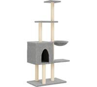 vidaXL Arbre à chat avec colonnes à griffer en sisal gris clair 145 cm