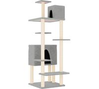 vidaXL Arbre à chat avec colonnes à griffer en sisal gris clair 154 cm
