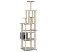 vidaXL Arbre à chat avec colonnes à griffer en sisal gris clair 183 cm