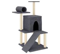 vidaXL Arbre à chat avec colonnes à griffer en sisal gris foncé 110,5 cm