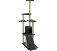 vidaXL Arbre à chat avec colonnes à griffer en sisal gris foncé 155 cm