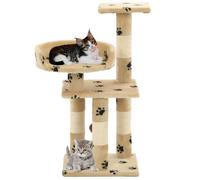 vidaXL Arbre à chat avec colonnes en sisal 65 cm Impression pattes Beige