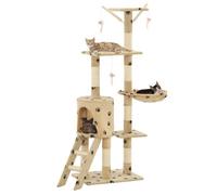 vidaXL Arbre à chat avec griffoir en sisal 138cm Beige Motif de pattes