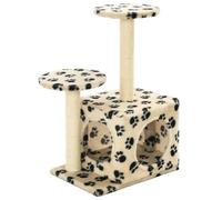 Vidaxl Arbre À Chat Avec Griffoir En Sisal 60 Cm Beige Motif De Pattes