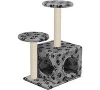 vidaXL Arbre à chat avec griffoir en sisal 60 cm Gris Motif de pattes Gris G