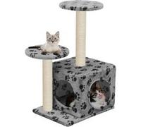 vidaXL Arbre à chat avec griffoir en sisal 60 cm Gris Motif de pattes Gris G