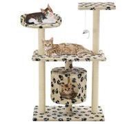 vidaXL Arbre à chat - Griffoir en sisal 95 cm, centre d'activités, beige motif pattes