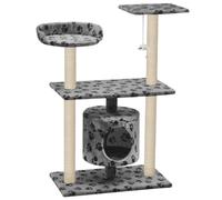 Vidaxl Arbre À Chat Avec Griffoir En Sisal 95 Cm Gris Motif De Pattes