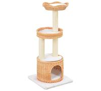 vidaXL Arbre à chat Bois de Saule avec griffoirs en sisal et grattoir maison