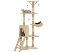 vidaXL Arbre à chat avec griffoirs en sisal 138 cm Beige