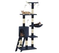 vidaXL Arbre à chat avec griffoirs en sisal 138 cm Bleu foncé