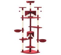 vidaXL Arbre à chat 203 cm avec griffoirs en sisal Rouge et Blanc