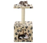 vidaXL Arbre à chat avec griffoirs en sisal – 55 cm – Beige motif de pattes