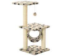 vidaXL Arbre à Chat avec Griffoirs en Sisal 65 cm Beige Motif Pattes Echelle