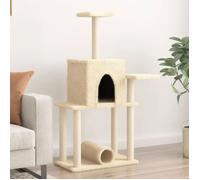 vidaXL Arbre à Chat avec Griffoirs en Sisal, Tour de Jeux pour Chat avec Poteaux à Griffer, Centre d’Activité pour Chat, Crème 122 cm