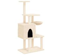 vidaXL Arbre à Chat avec griffoirs en sisal Crème 131 cm