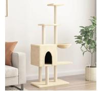 vidaXL Arbre à chat avec griffoirs en sisal Crème 145 cm 172094