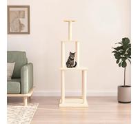 vidaXL Arbre à chat avec griffoirs en sisal crème 149 cm, tour à chat, griffoir pour chat, poteau à chat, meuble pour chat 171741