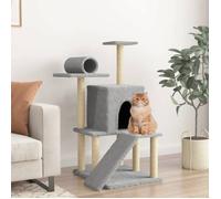 vidaXL Arbre à chat avec griffoirs en sisal gris clair 110,5 cm , tour à chat, griffoir pour chat, poteau à chat, meuble 172062