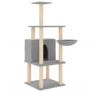 vidaXL Arbre à chat avec griffoirs en sisal gris clair 132 cm 171727