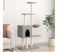 vidaXL Arbre à chat avec griffoirs en sisal Gris clair 145 cm 172095