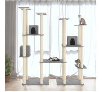 vidaXL Arbre à chat avec griffoirs en sisal Gris clair 174 cm 171534