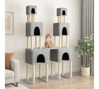 vidaXL Arbre à Chat avec Griffoirs en Sisal, Tour à Chat avec Plate-forme, Centre d'Activités pour Chaton, Arbre à Grimper Maison Intérieur, Gris Clair 199 cm