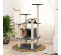 vidaXL Arbre à chat avec griffoirs en sisal Gris foncé 110 cm Gris G