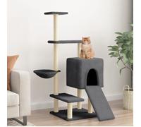 vidaXL Arbre à chat 172042 – Griffoirs en sisal, gris foncé, 130,5 cm